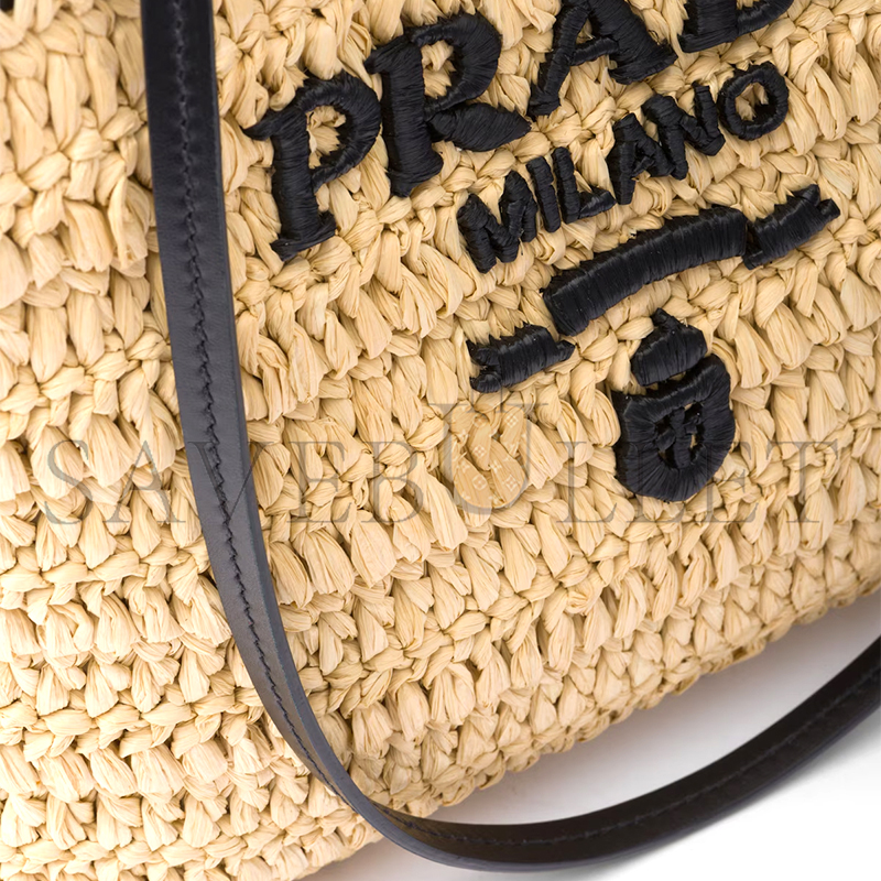 Pra*a small crochet and leather tote bag 1bg500 (26*25*14cm)